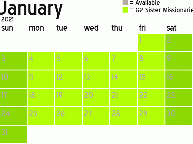 Missionary Dinner Calendar