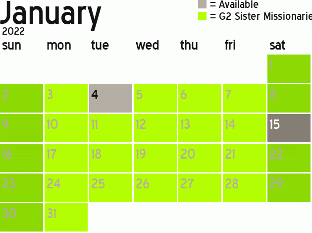 Missionary Dinner Calendar