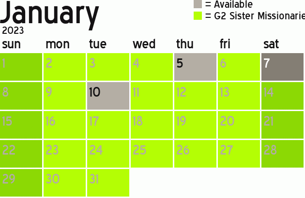 Missionary Dinner Calendar