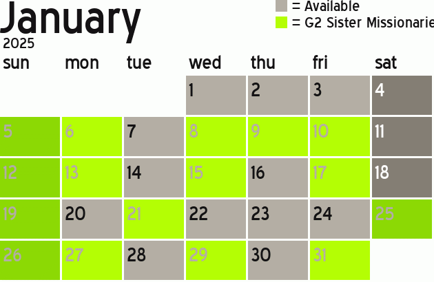 Missionary Dinner Calendar