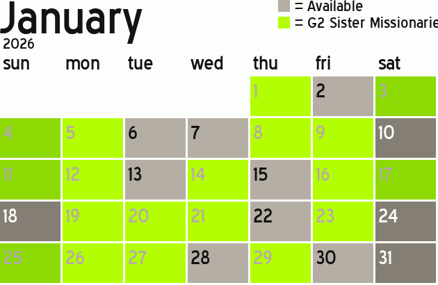 Missionary Dinner Calendar