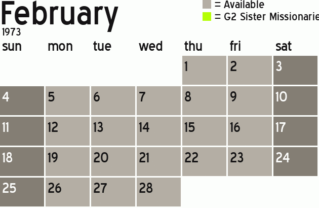 Missionary Dinner Calendar