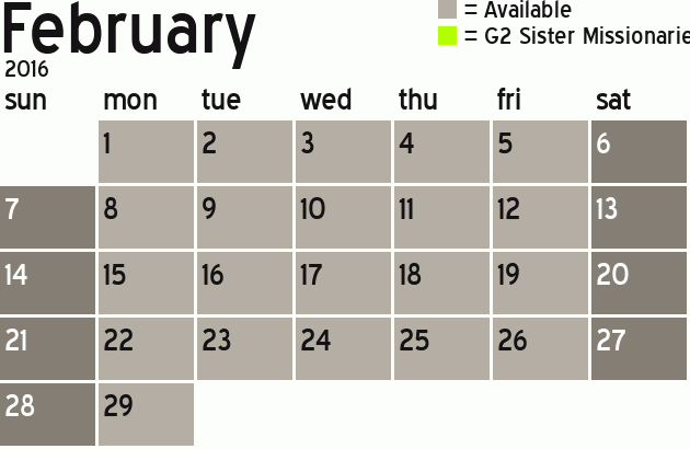 Missionary Dinner Calendar