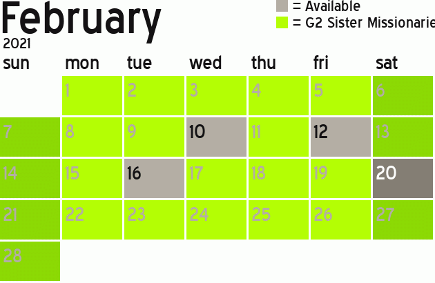Missionary Dinner Calendar