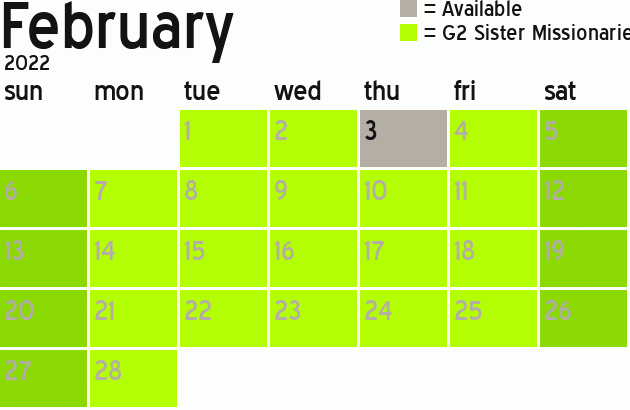 Missionary Dinner Calendar