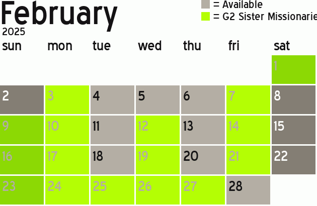 Missionary Dinner Calendar