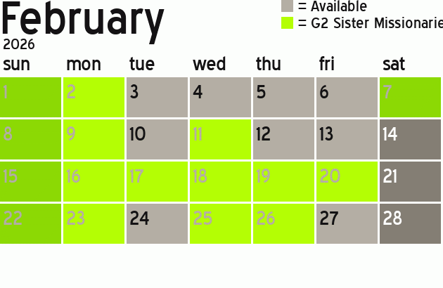 Missionary Dinner Calendar
