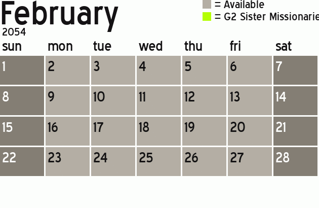 Missionary Dinner Calendar