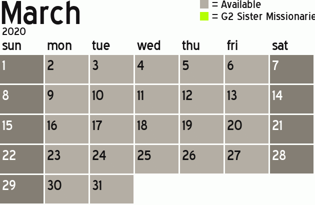 Missionary Dinner Calendar