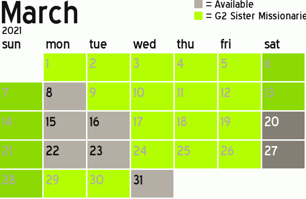 Missionary Dinner Calendar