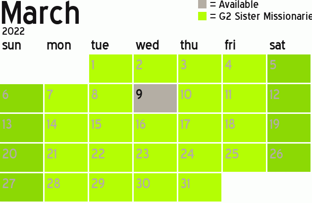 Missionary Dinner Calendar