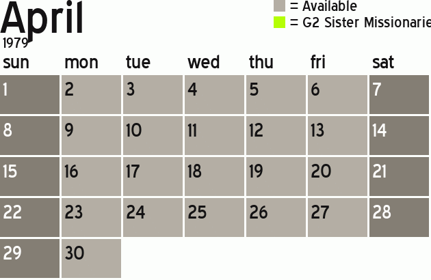 Missionary Dinner Calendar