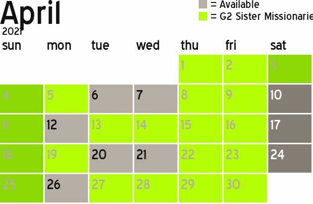 Missionary Dinner Calendar