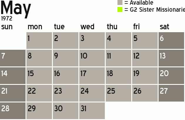 Missionary Dinner Calendar