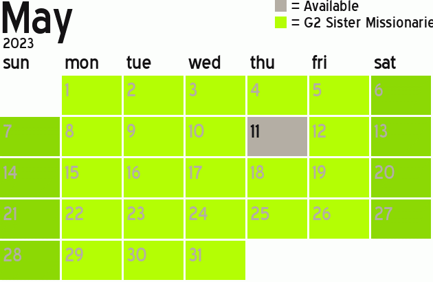 Missionary Dinner Calendar