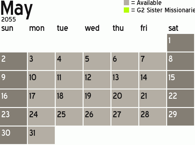 Missionary Dinner Calendar
