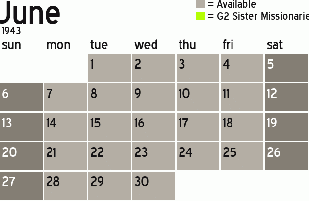 Missionary Dinner Calendar