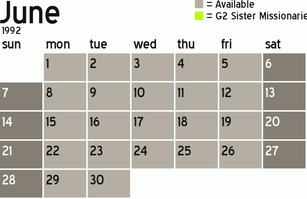 Missionary Dinner Calendar