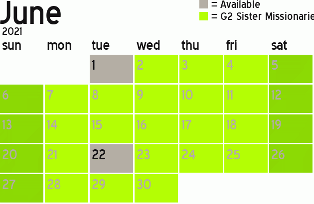 Missionary Dinner Calendar