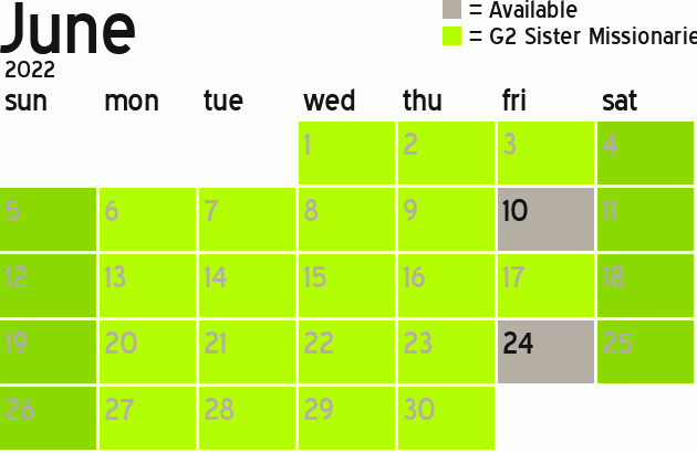 Missionary Dinner Calendar
