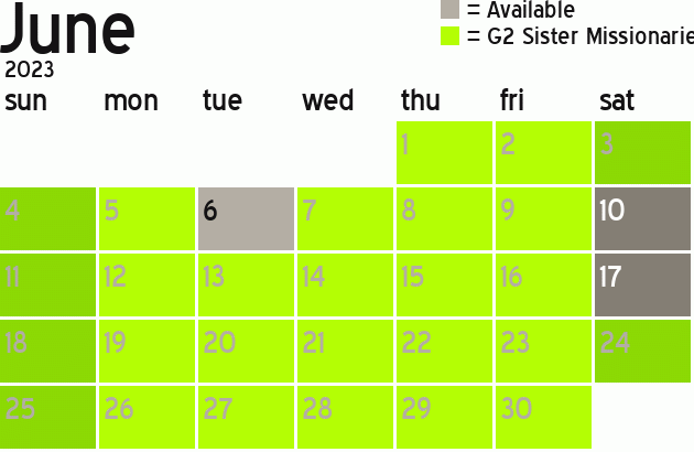 Missionary Dinner Calendar