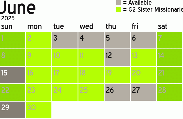 Missionary Dinner Calendar