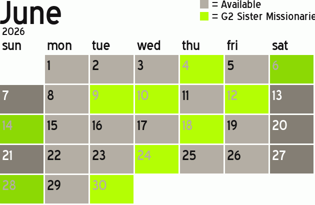 Missionary Dinner Calendar
