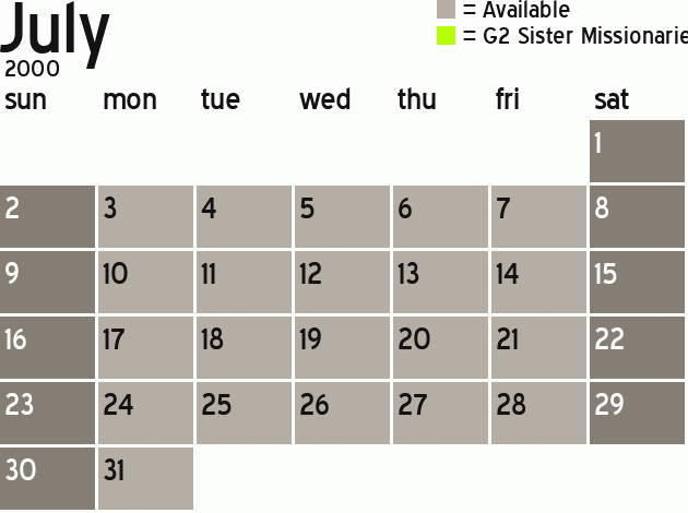 Missionary Dinner Calendar