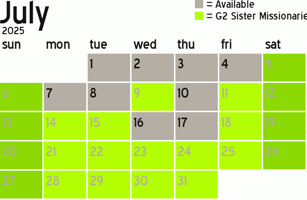 Missionary Dinner Calendar