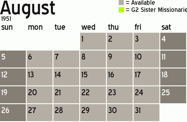 Missionary Dinner Calendar