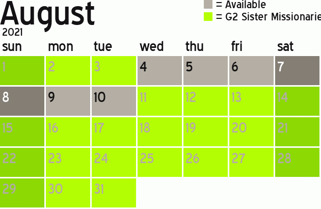 Missionary Dinner Calendar
