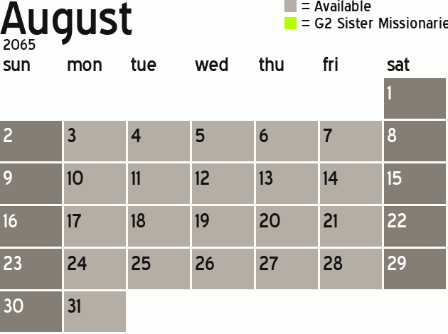 Missionary Dinner Calendar