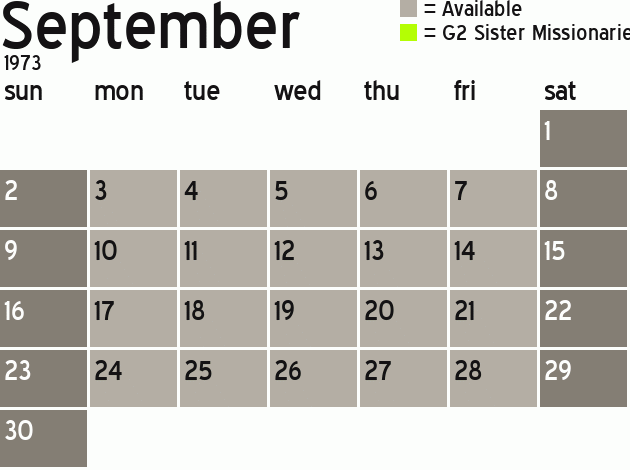 Missionary Dinner Calendar