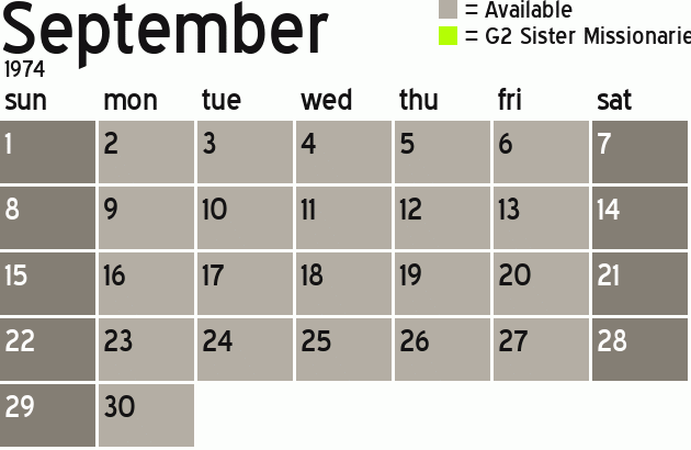 Missionary Dinner Calendar
