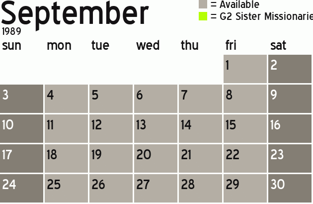 Missionary Dinner Calendar