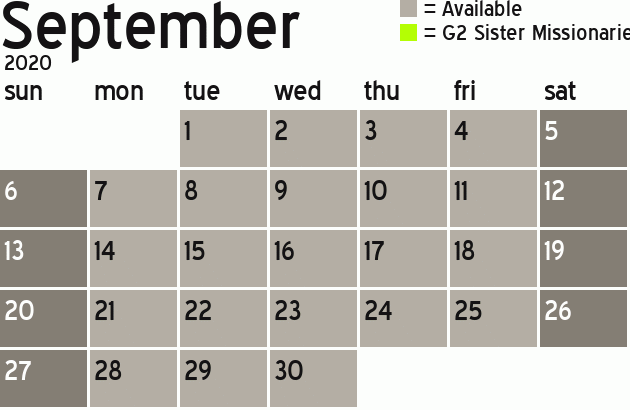 Missionary Dinner Calendar