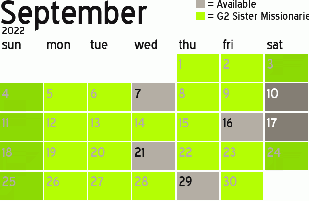 Missionary Dinner Calendar