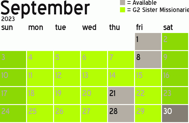 Missionary Dinner Calendar