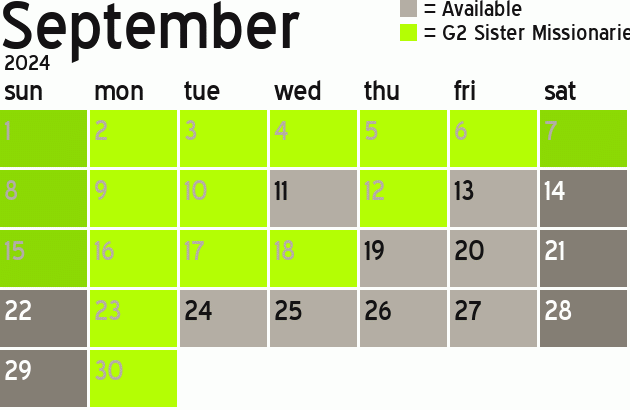 Missionary Dinner Calendar