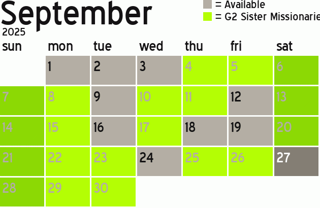 Missionary Dinner Calendar