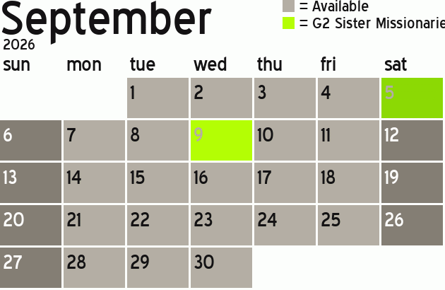 Missionary Dinner Calendar
