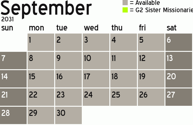 Missionary Dinner Calendar