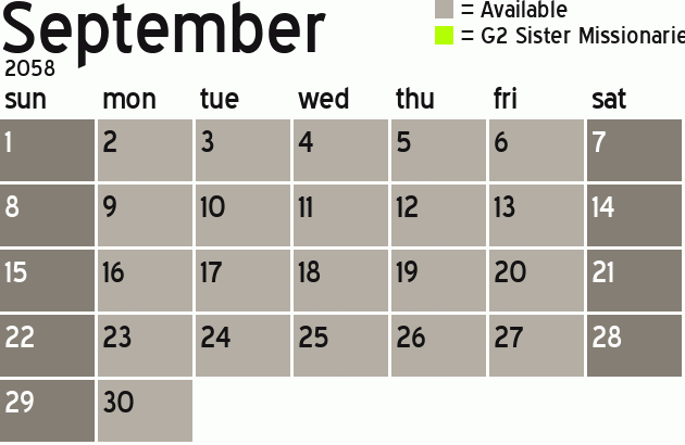 Missionary Dinner Calendar
