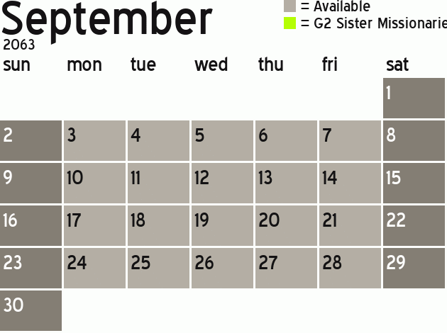 Missionary Dinner Calendar