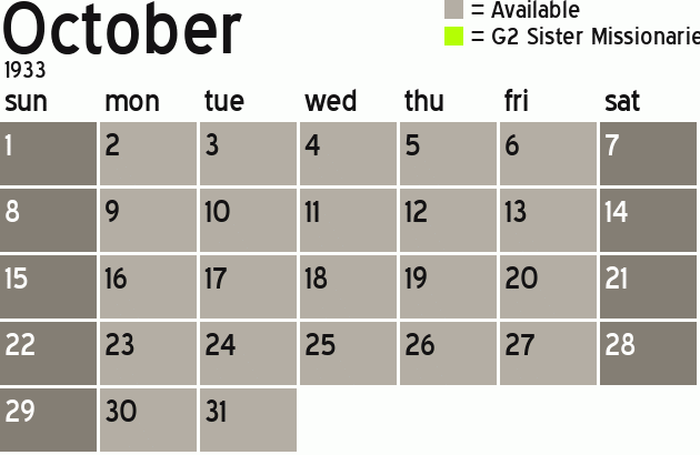 Missionary Dinner Calendar
