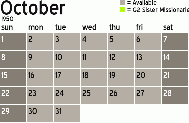 Missionary Dinner Calendar