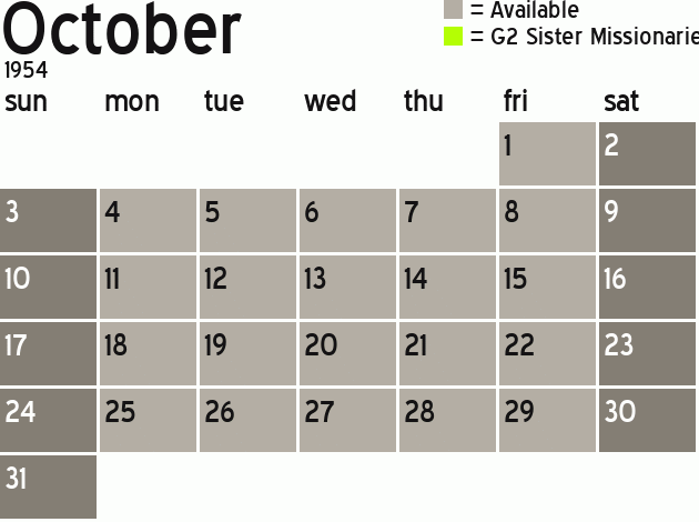 Missionary Dinner Calendar
