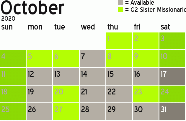 Missionary Dinner Calendar
