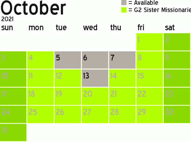 Missionary Dinner Calendar