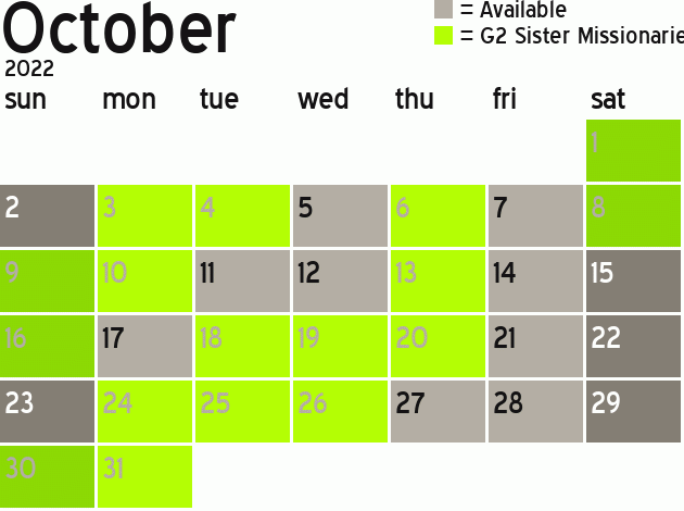 Missionary Dinner Calendar